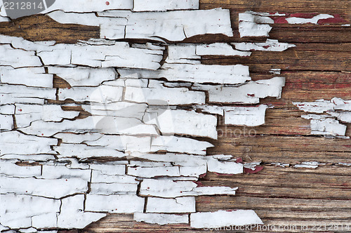 Image of Old cracked paint on boards
