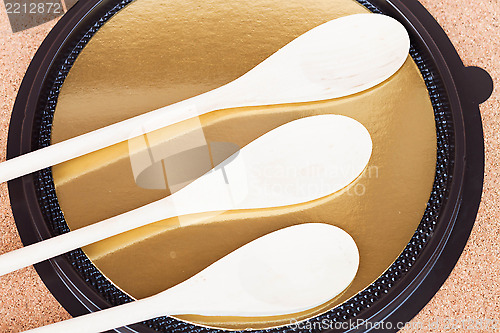 Image of Empty wooden spoons prepare for cooking 