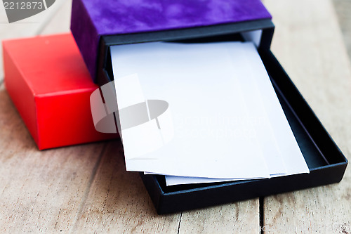 Image of Envelopes in open gift box 