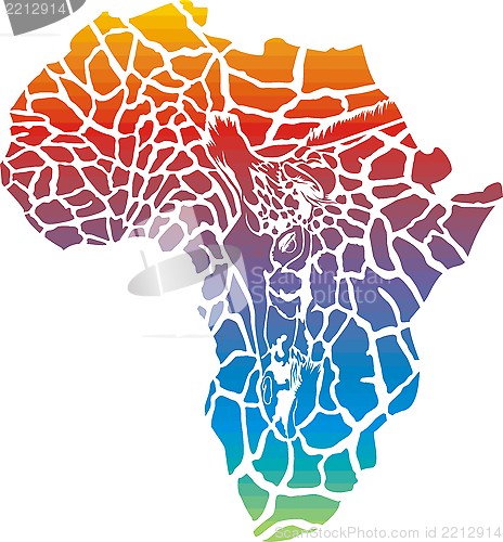 Image of Map of Africa in rainbow giraffe camouflage