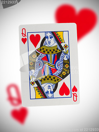 Image of Playing card, queen of hearts