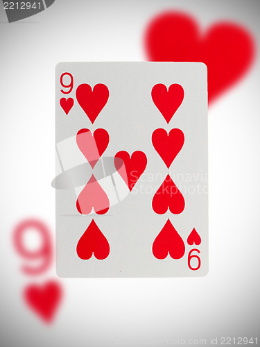 Image of Playing card, nine of hearts