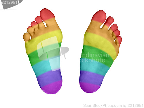 Image of Feet with rainbow flag pattern