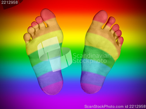 Image of Feet with rainbow flag pattern