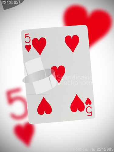 Image of Playing card, five of hearts
