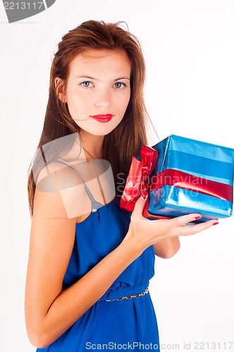 Image of happy woman with gift box