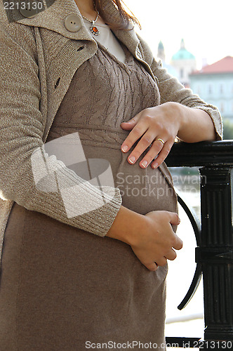 Image of Beautiful pregnant woman tummy 