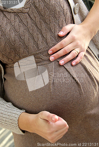 Image of Beautiful pregnant woman tummy 