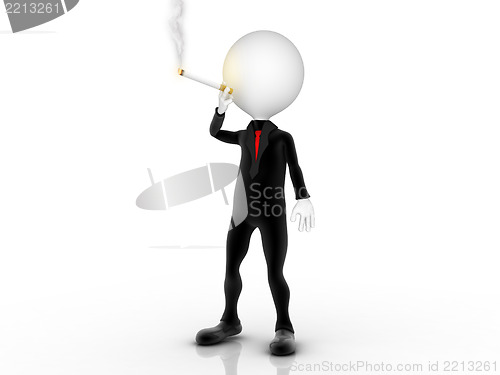 Image of 3d businessman smoker puffing cigarette