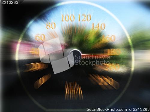 Image of Speedometer scoring high speed in a fast motion blur