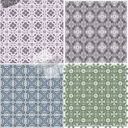 Image of Set of stylish seamless geometrical backgrounds pattern