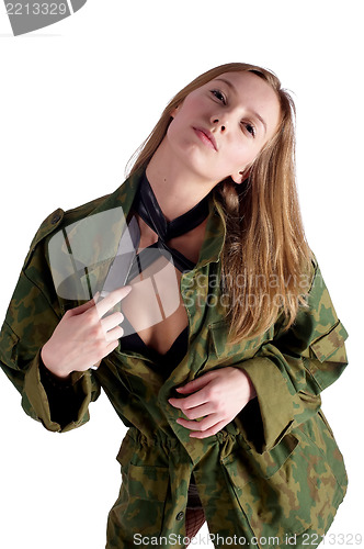 Image of Woman with knife on white