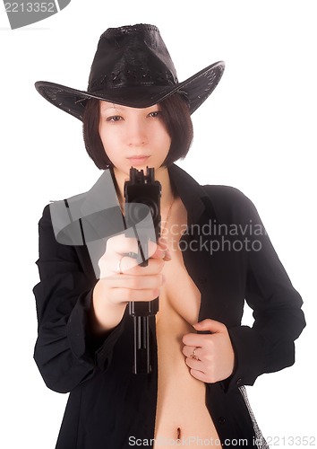 Image of Pretty sexy girl aiming to you