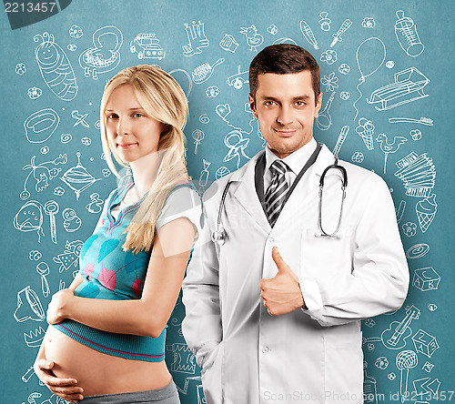 Image of Pregnant Woman With Doctor