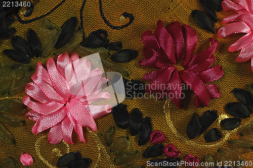 Image of Red and pink chrysanthemums