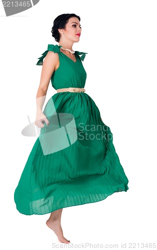 Image of pretty young woman jumping