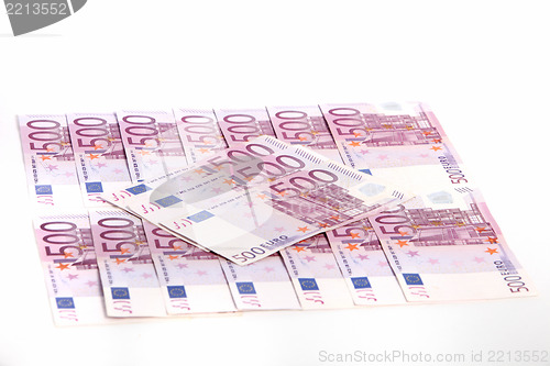 Image of Array of Euro banknotes