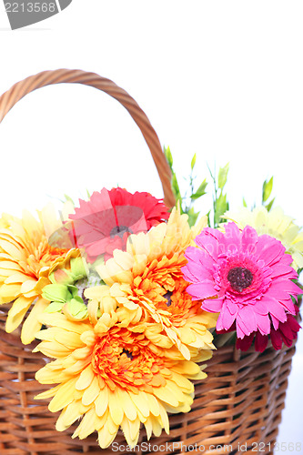 Image of Basketful of colourful flowers