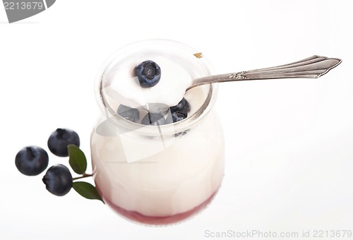 Image of fresh fruit yogurt with blueberries