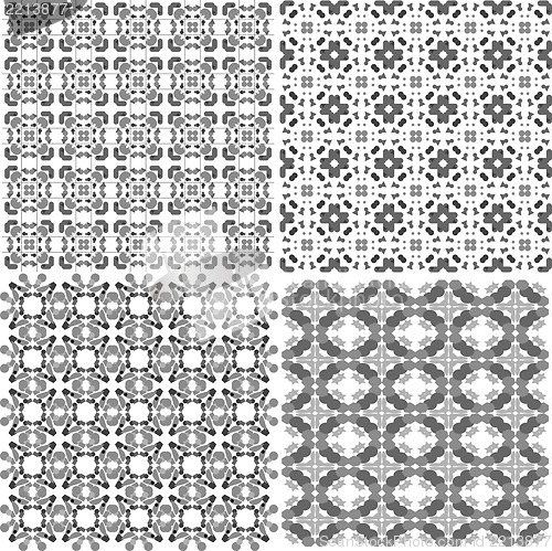 Image of Set of black and white geometric seamless patterns