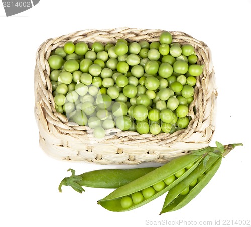 Image of Basket with green peas