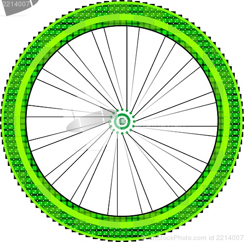 Image of bike wheel with tire and spokes isolated on white background