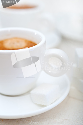 Image of Italian espresso coffee and sugar cubes