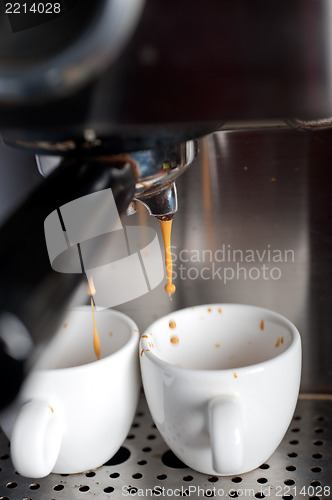 Image of espresso coffe making with professional machine