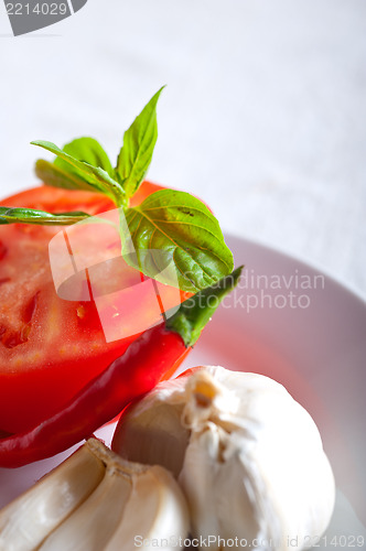 Image of Italian spaghetti pasta tomato ingredients