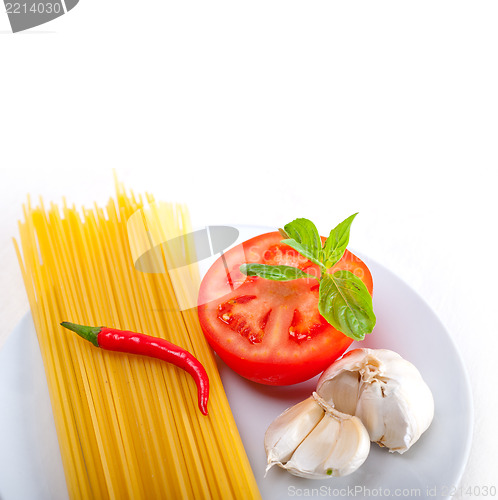 Image of Italian spaghetti pasta tomato ingredients