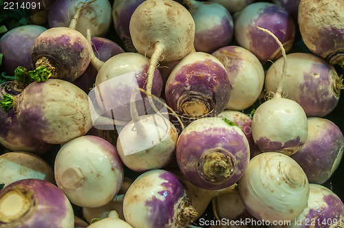 Image of turnip on display at farmers market