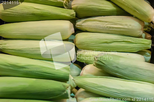 Image of corn on display at farmers market
