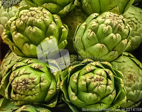 Image of Pile of Artichoke on display at a farmers market