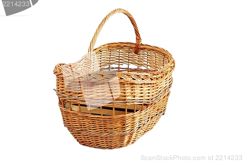 Image of wooden basket over white