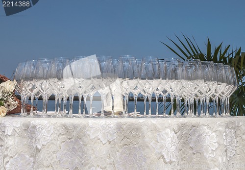 Image of Glasses on a catering setting table
