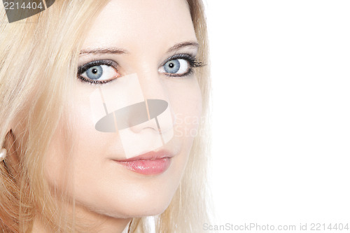 Image of Close up of a beautiful blond haired woman