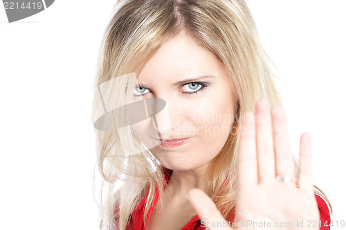 Image of Woman making a Halt gesture