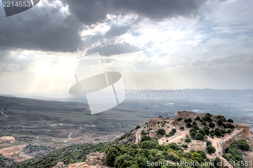 Image of Israeli landscape with castle and sky