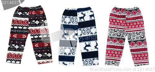 Image of Collage of colored pants for children