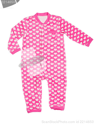 Image of Pink romper with a heart pattern