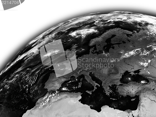 Image of Europe on black Earth