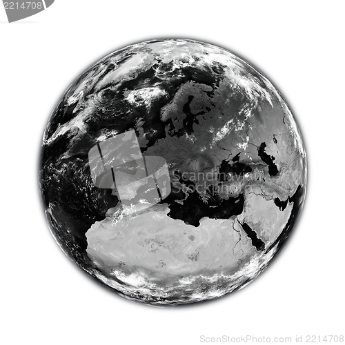 Image of Europe on black Earth