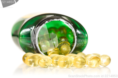 Image of Fish oil scattering on white background