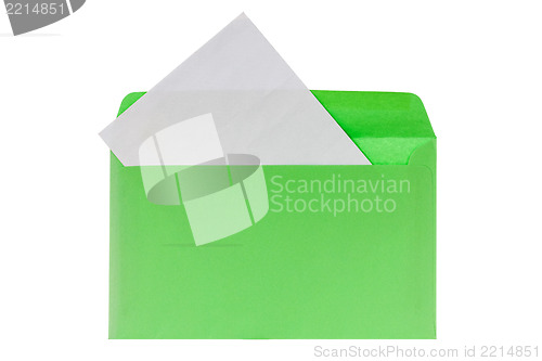 Image of Green envelope with blank letter