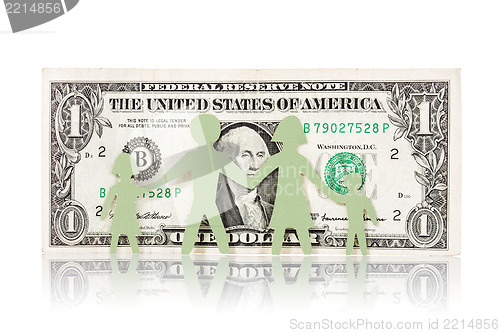 Image of Paper family and one dollar banknote 