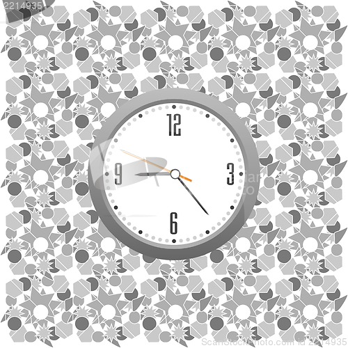 Image of classic clock on the abstract wall background