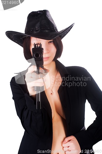 Image of Pretty sexy girl aiming to you