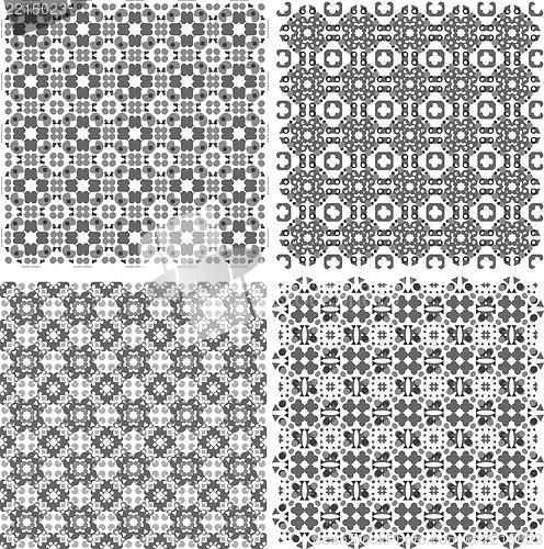 Image of monochrome geometric seamless patterns set. abstract backgrounds