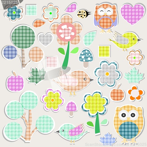 Image of Set of nature textile stickers