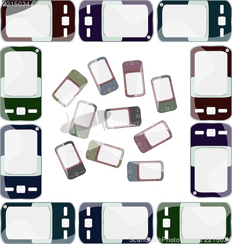 Image of smart phones set on white background. Just place your images on the screens